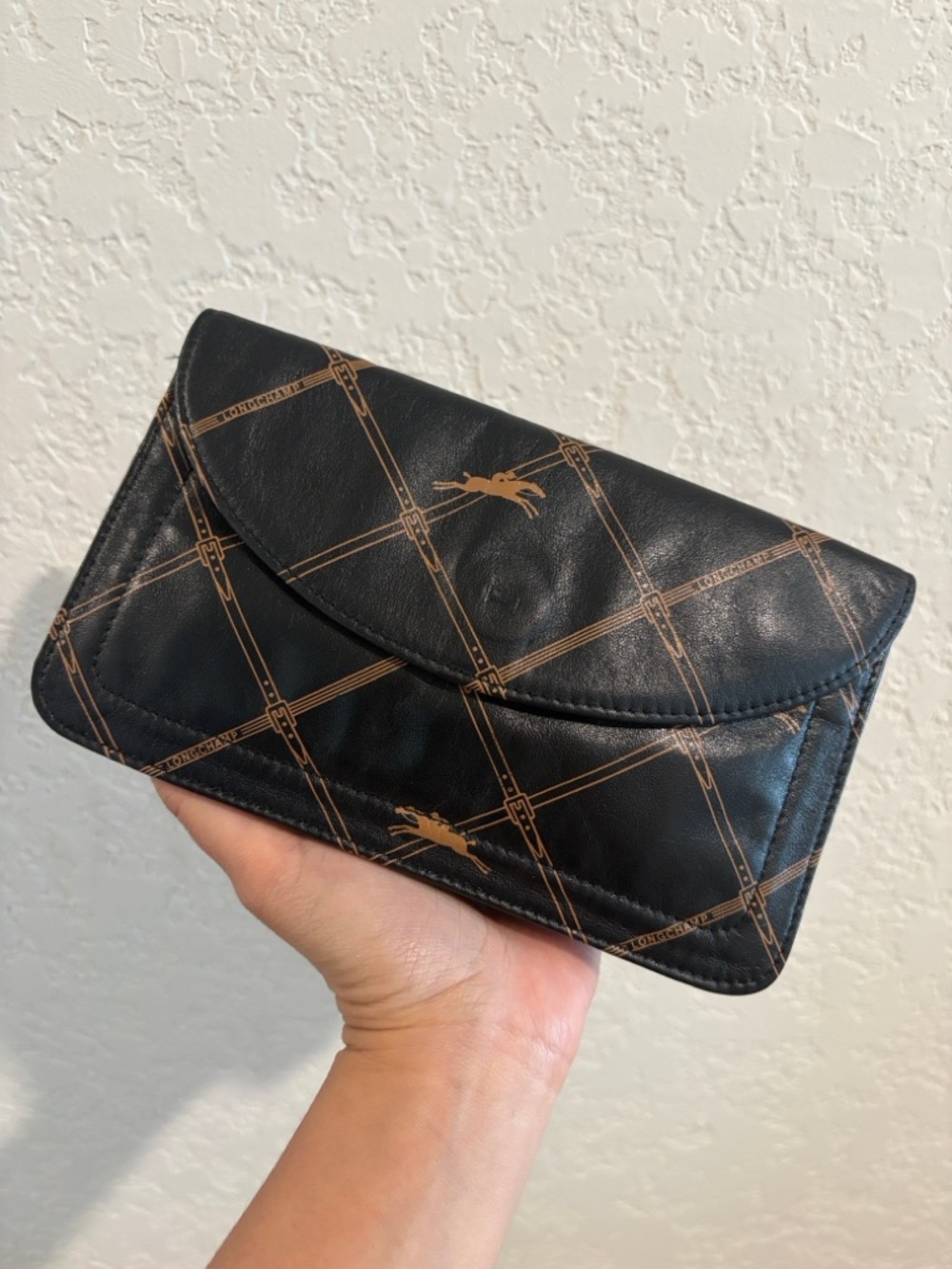 Longchamp Black Clutch with Tan Horse Print - Picture 9 of 10